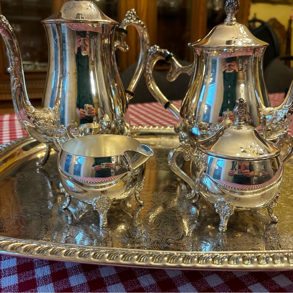 Silver Tea/Coffee Set w/Serving Tray